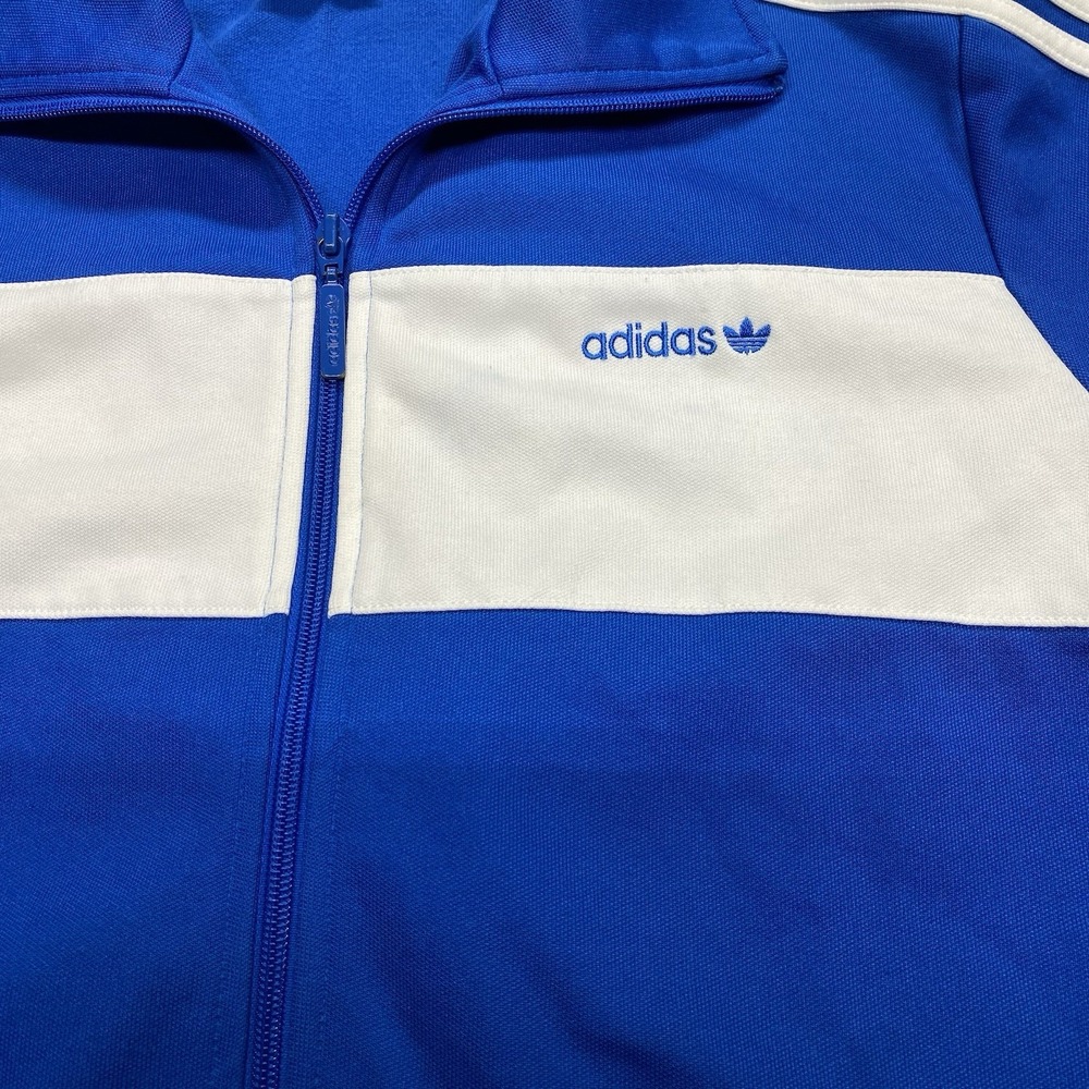 Vintage Y2K Adidas Blue White Stripes Full Zip Size Large Track Jacket Clean - Picture 3 of 11